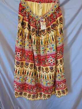 NWT Gypsie Blu Bohemian Red Yellow Maxi Skirt S